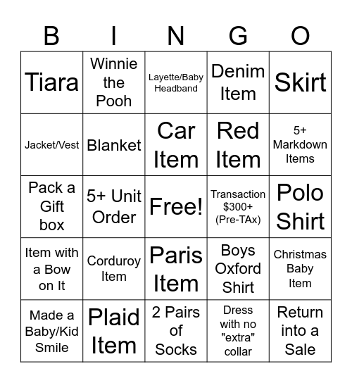 Friends and Family Bingo Card