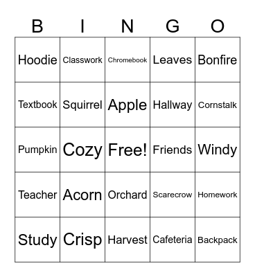 Fall Bingo Card