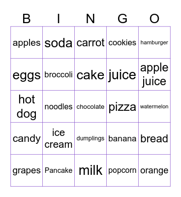 FOOD FOOD FOOD FOOD FOOD FOOD FOOD Bingo Card