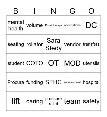 OT MOnth Bingo Card