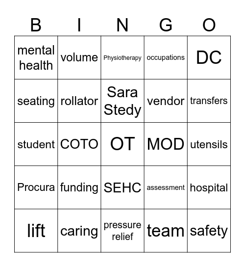 OT MOnth Bingo Card
