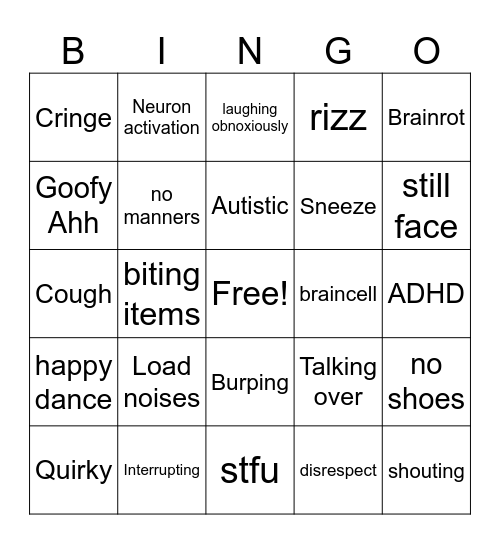 Classroom observation Bingo Card
