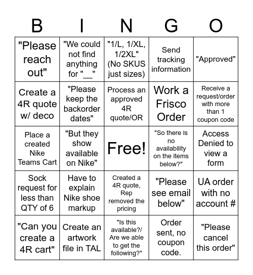 Comp Pod Bingo Card
