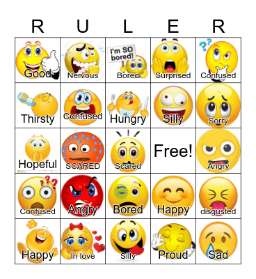 RULER- Feelings/Emotions Bingo Card