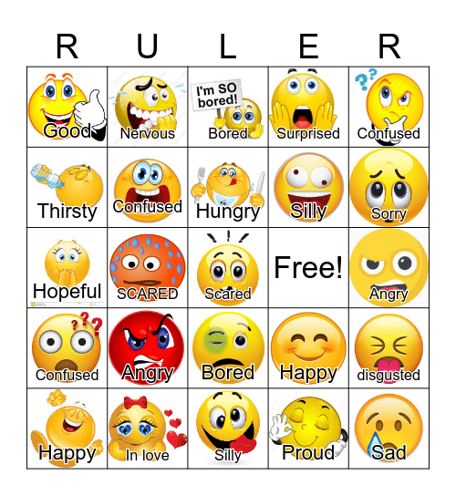 RULER- Feelings/Emotions Bingo Card