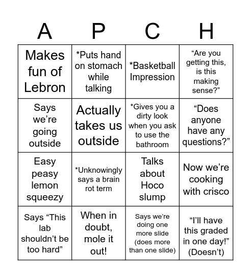 Dornhoefer Bingo Card