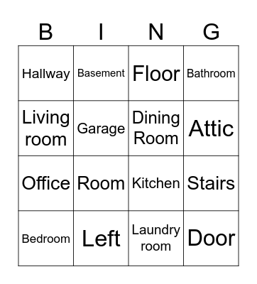 House Vocab Bingo Card