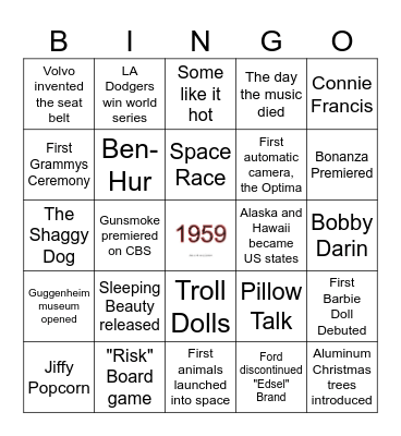 1959 Bingo Card