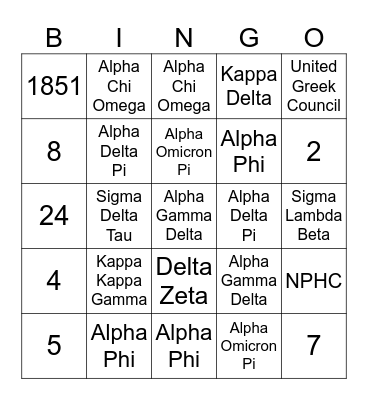 New Member Bingo Card