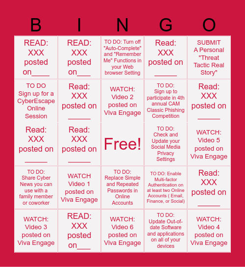 Cybersecurity Awareness Month 2025 Bingo Card