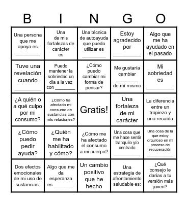 Spanish SUD BINGO Card