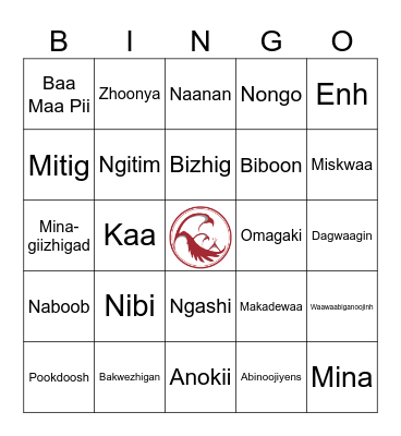 Anishinaabemowin Bingo Card