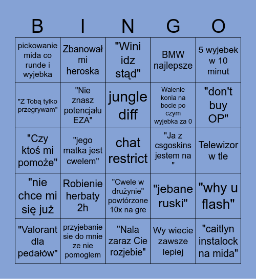 KUBA 1.0 Bingo Card