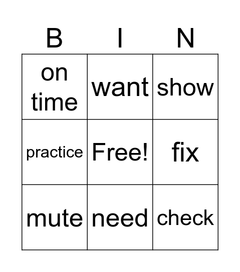 Bingo LC. Education Bingo Card