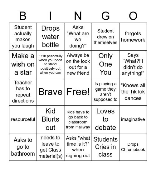 5th gr. BINGO (1) Bingo Card
