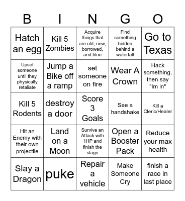Sidequest Bingo Card