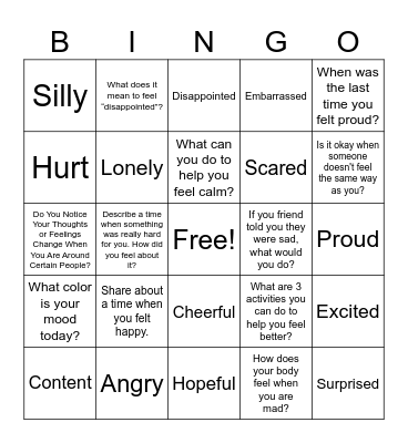 Emotions Bingo Card