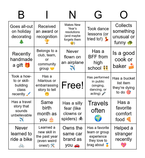21st Staff Orientation Bingo Card