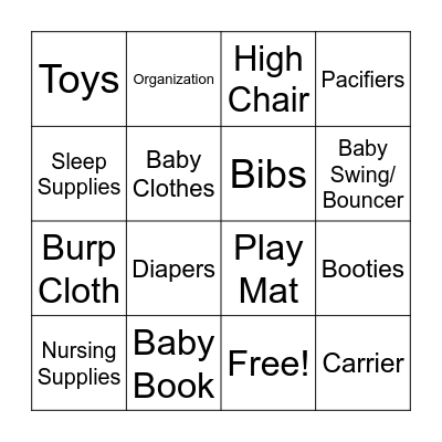 Baby Bingo Card