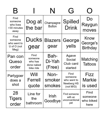 George & Meghan's 1st Anniversary Bingo Card