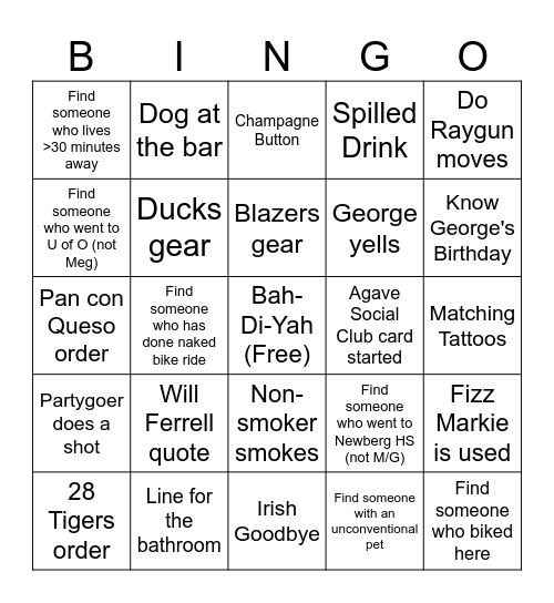 George & Meghan's 1st Anniversary Bingo Card
