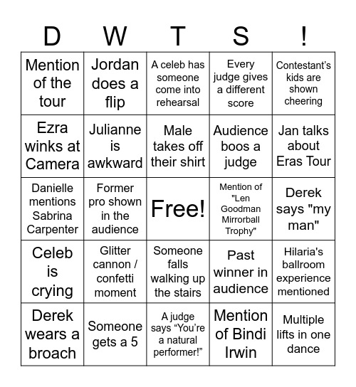 PREMIERE NIGHT Bingo Card