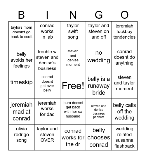 tsitp Bingo Card