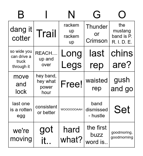 CREEKVIEW BAND BINGO Card