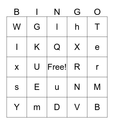 Alphabet Bingo Card