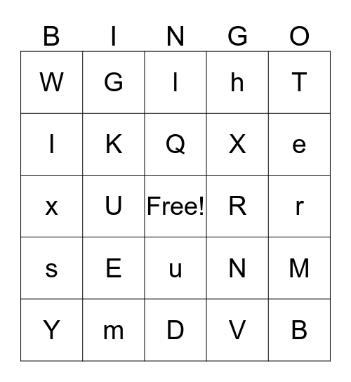 Alphabet Bingo Card