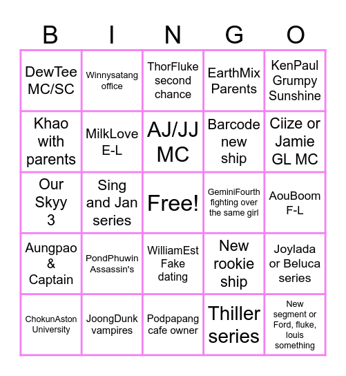GMMTV Predictions 2026 Bingo Card