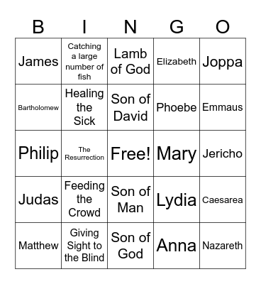 Bible Bingo Card