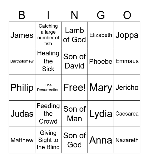 Bible Bingo Card