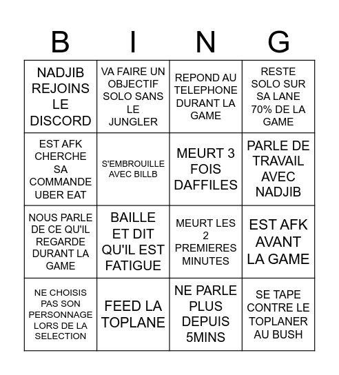 OMAR Bingo Card