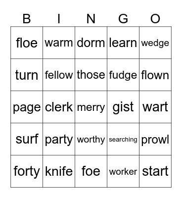 5 prepost Bingo Card