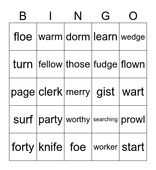 5 prepost Bingo Card