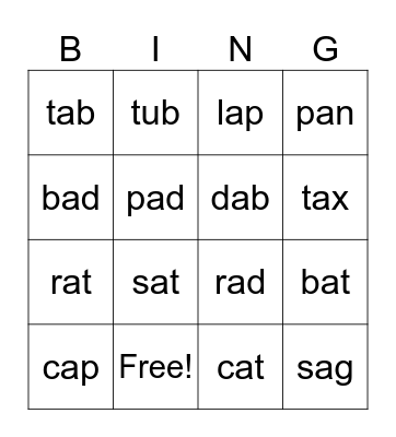 CVC Bingo Card