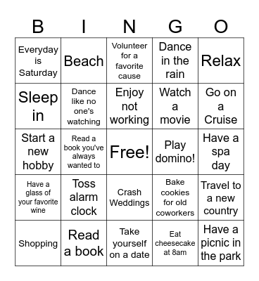 CAROL'S RETIREMENT BINGO Card