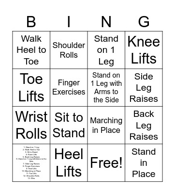 Balance Bingo Card
