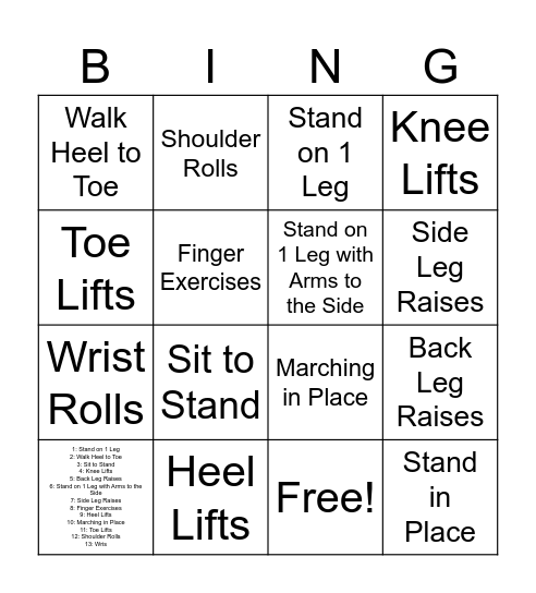 Balance Bingo Card