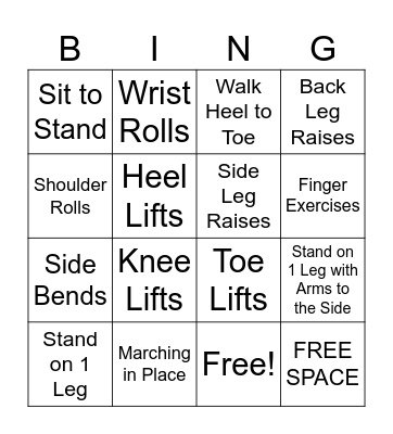 Balance Bingo Card