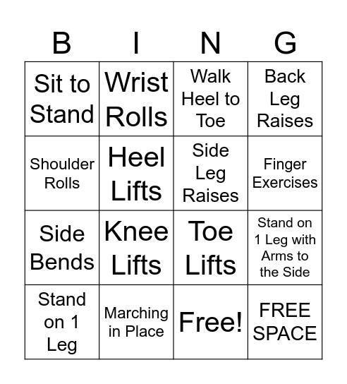 Balance Bingo Card