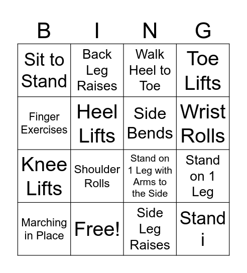 Balance Bingo Card