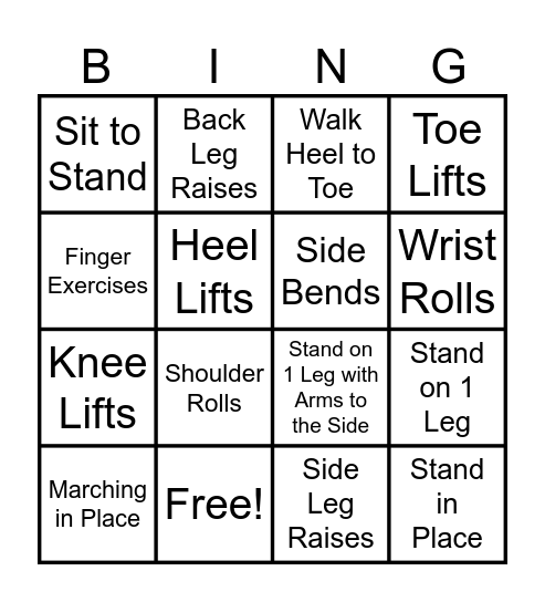 Balance Bingo Card