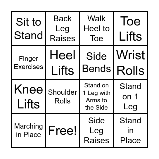Balance Bingo Card