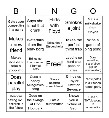 T-Brock Bday Bingo Card