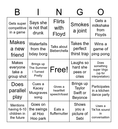 T-Brock Bday Bingo Card
