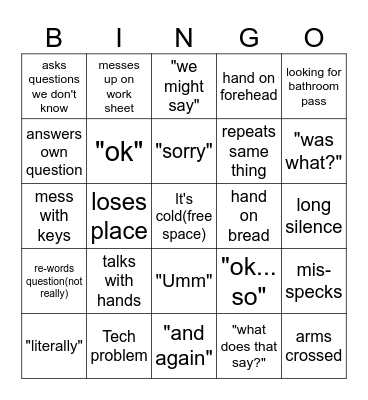 Mr.Shireman Bingo Card