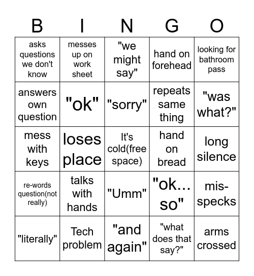 Mr.Shireman Bingo Card