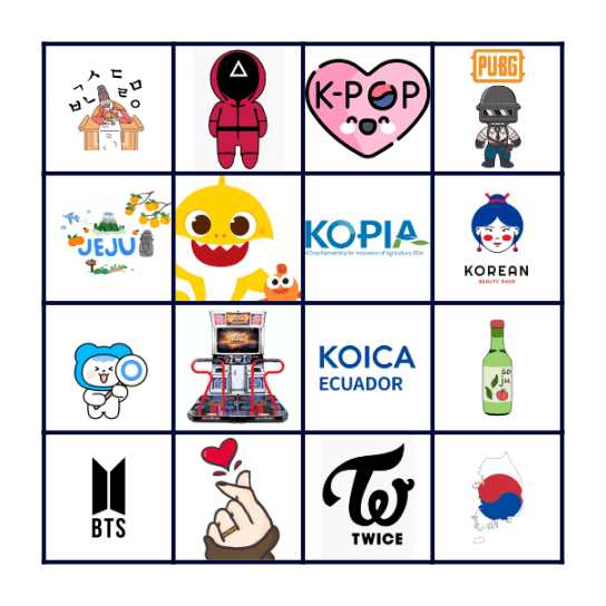 Korea Bingo 🇰🇷🍚🥢🍜~~<3 Bingo Card